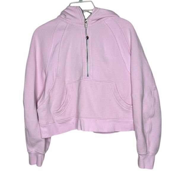 Lululemon Cropped Half Zip Scuba Hoodie Sweatshirt In Strawberry Milkshake. M/L. - Picture 1 of 10